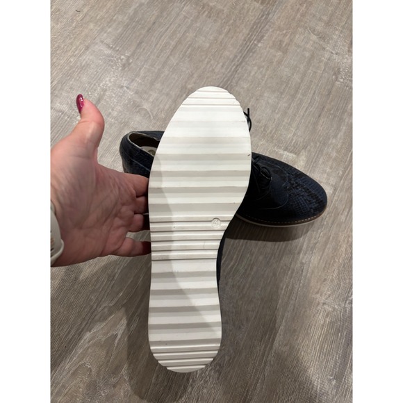 Women's Boden Oxford Snake Print Leather‎ Blue Lace Up Platform Shoes Sz 41 - Picture 6 of 7